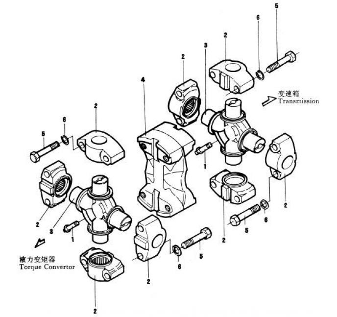 Схема запчастей Shantui SD32-320 - универсальный шарнир преобразователь крутящего момента и трансмиссия