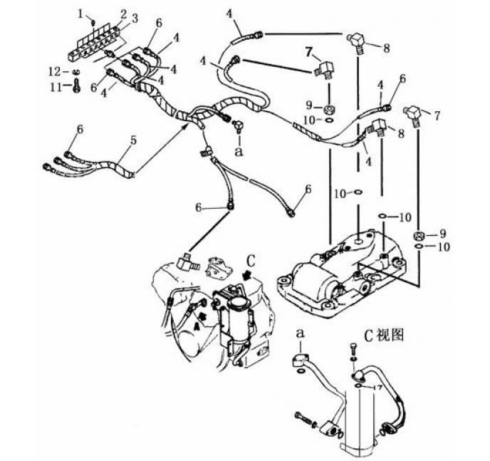 Схема запчастей Shantui SD22-220 - центральный трубопровод измерения давления коробка рулевого механизма и конечная передача