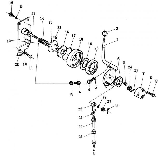Схема запчастей Shantui SD32-320 - рычаг контроля топлива сопутствующие детали двигателя
