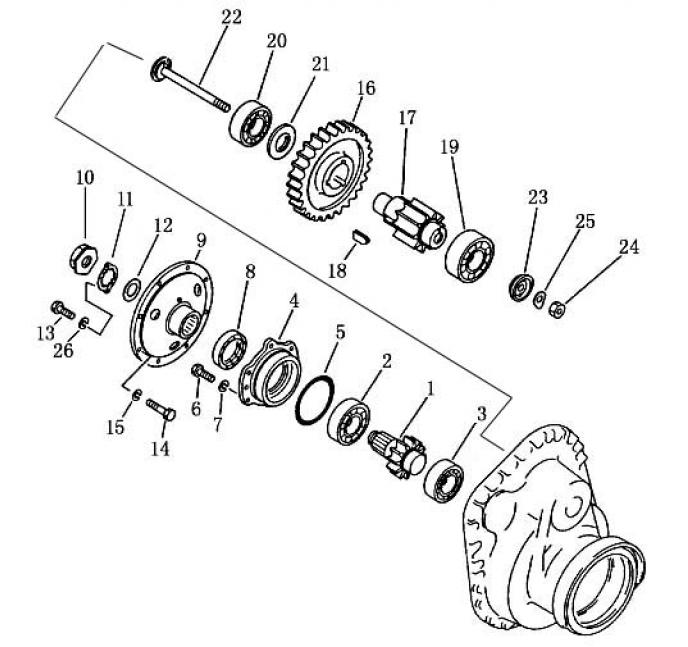 Схема запчастей Shantui SD13-130 - главная передача и звездочка коробка рулевого механизма и конечная передача