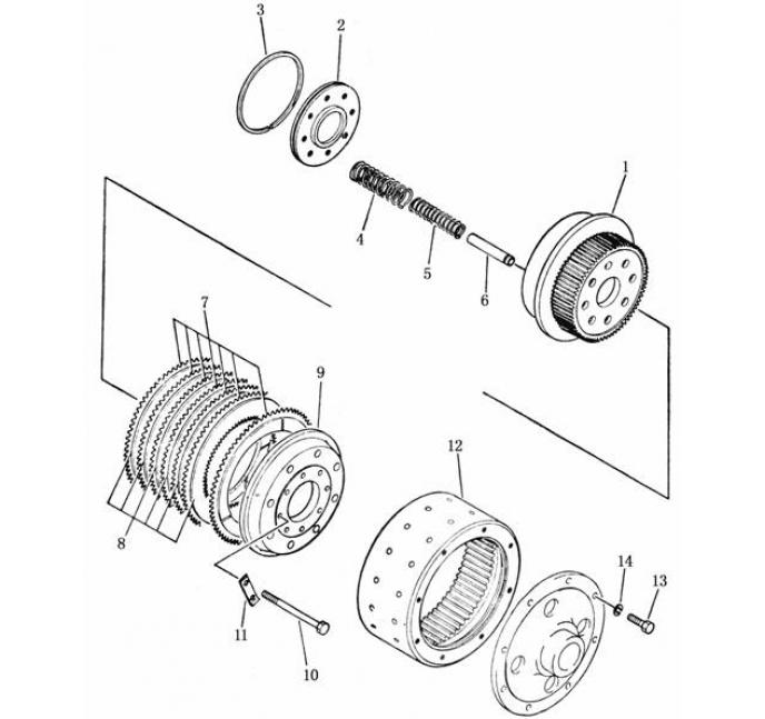 Схема запчастей Shantui SD22-220 - муфта управления в сборе коробка рулевого механизма и конечная передача