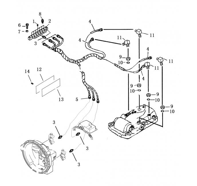 Схема запчастей Shantui SD32-320 - трубопровод система рулевого управления и конечная передача