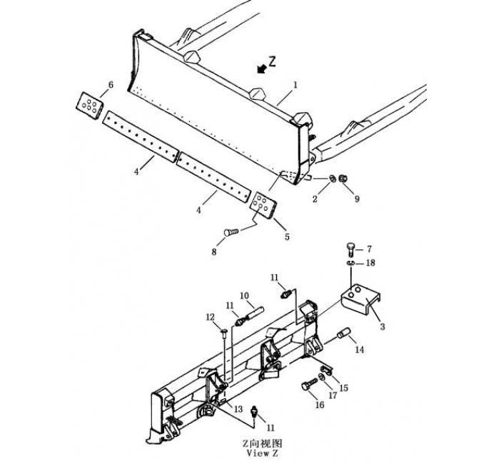 Схема запчастей Shantui SD13-130 - прямой отвал с гидроперекосом рабочее оборудование