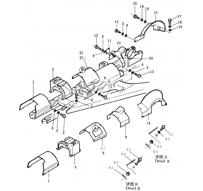 Схема запчастей Shantui SD32-320 - крышка рамы ходовая система