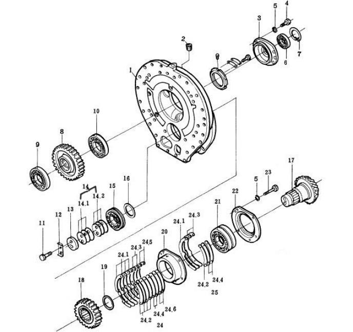 Схема запчастей Shantui SD32-320 - раздаточная коробка преобразователь крутящего момента и трансмиссия