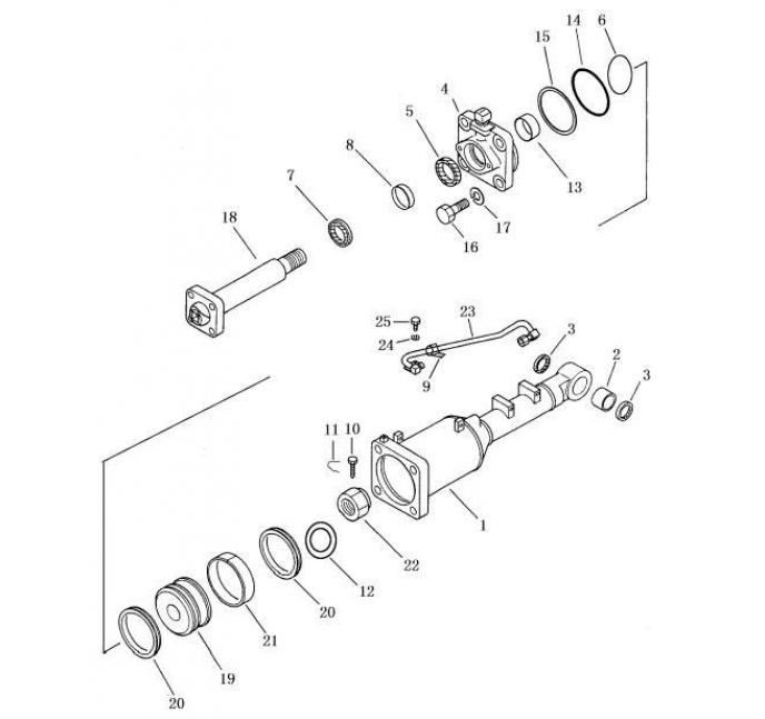 Схема запчастей Shantui SD13-130 - цилиндр перекоса отвала система управления рабочим оборудованием