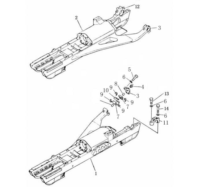 Схема запчастей Shantui SD22-220 - рама ходовая система