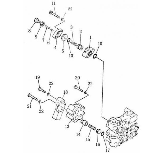 Схема запчастей Shantui SD22-220 - подъемное лезвие и наклонный клапан система управления рабочим оборудованием