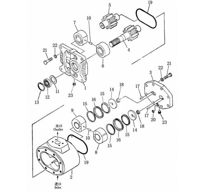 Схема запчастей Shantui SD22-220 - гидронасос система управления рабочим оборудованием