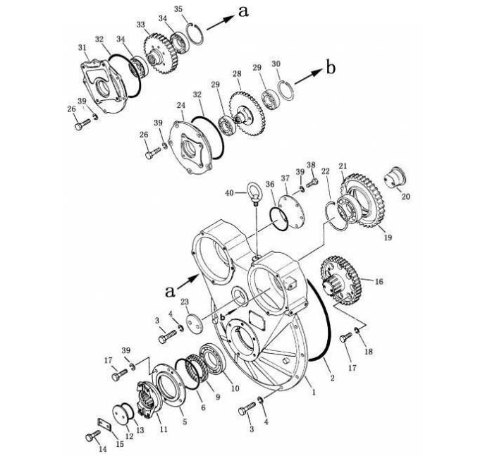Схема запчастей Shantui SD13-130 - механизм отбора мощности гидротрансформатор, трансмиссия и трубопровод