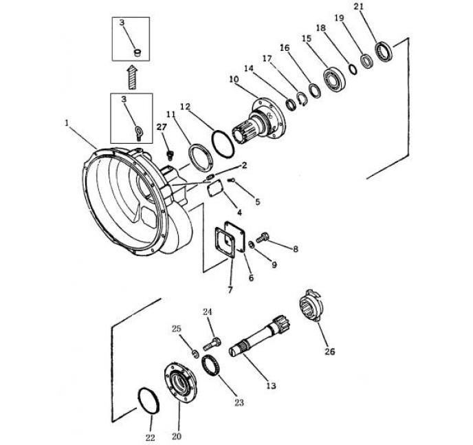 Схема запчастей Shantui SD16-160 - гидротрансформатор гидротрансформатор, трансмиссия и трубопровод