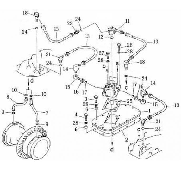 Схема запчастей Shantui SD22-220 - тормозной трубопровод коробка рулевого механизма и конечная передача
