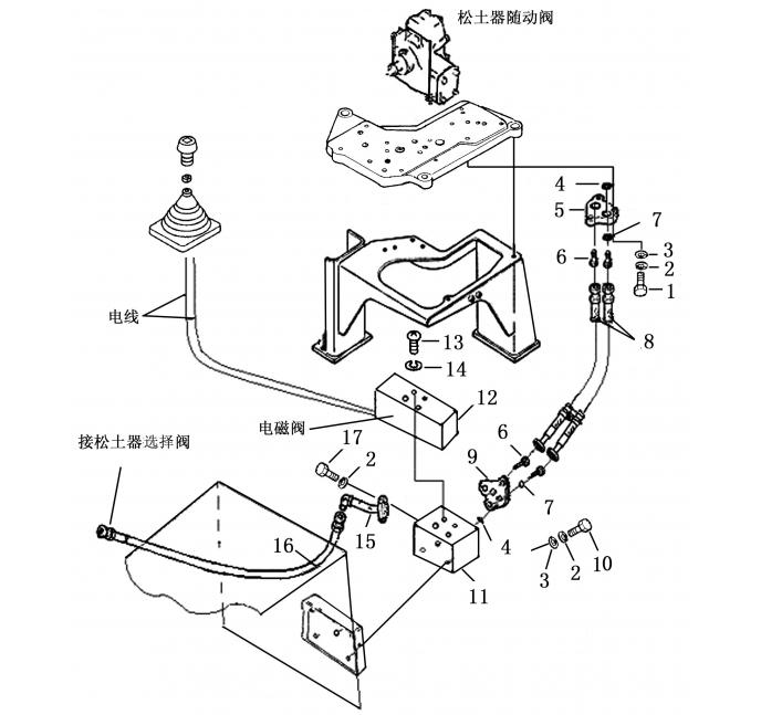 Схема запчастей Shantui SD32-320 - электромагнитный клапан рыхлителя система управления рабочим оборудованием