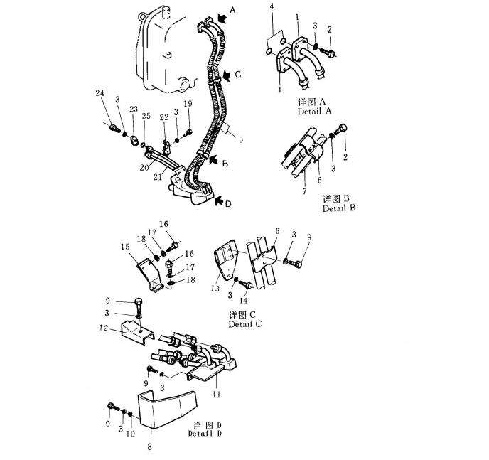 Схема запчастей Shantui SD32-320 - трубопровод наклона (внутри главного механизма) система управления рабочим оборудованием