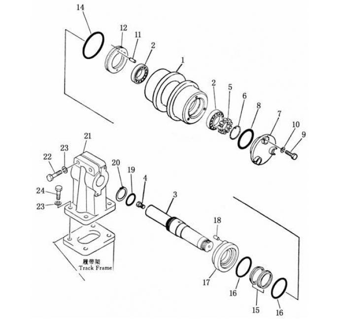 Схема запчастей Shantui SD22-220 - поддерживающий каток ходовая система