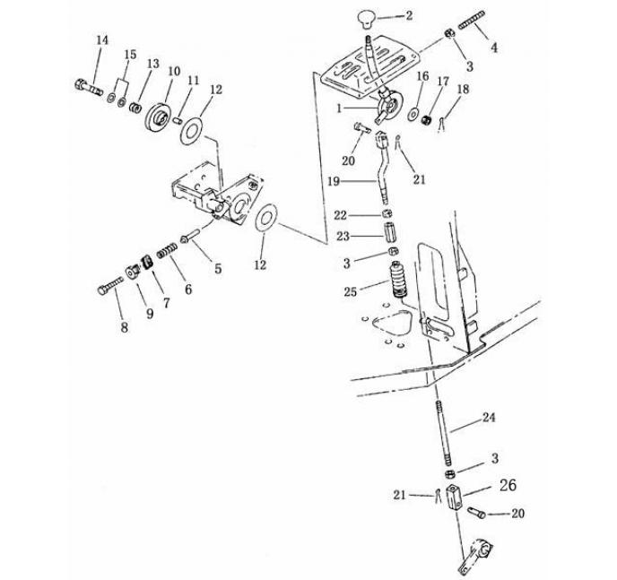 Схема запчастей Shantui SD22-220 - рукоятка дроссельной заслонки сопутствующие детали двигателя