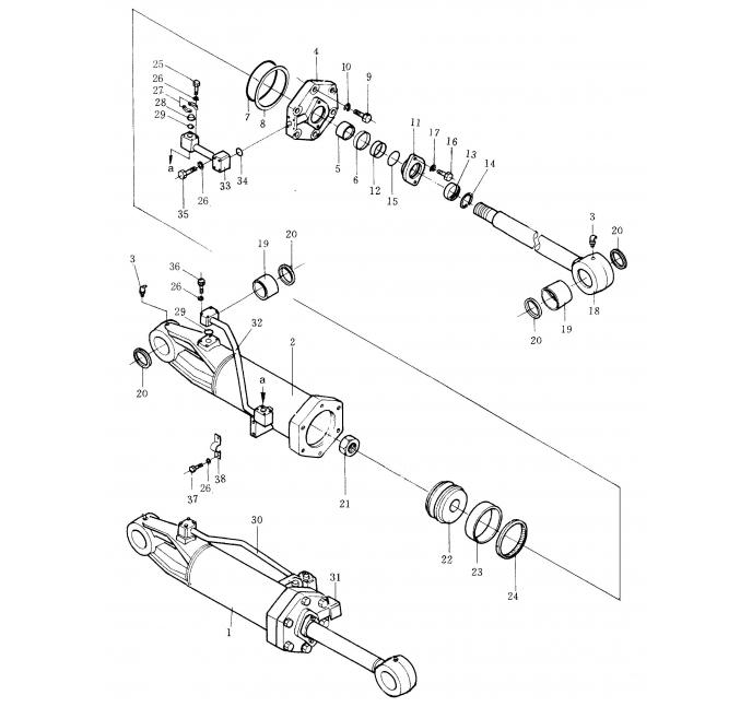 Схема запчастей Shantui SD32-320 - гидроцилиндр наклона рыхлителя система управления рабочим оборудованием