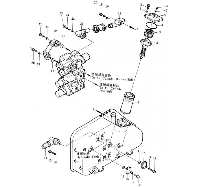 Схема запчастей Shantui SD32-320 - масляный бак (2/2) система управления рабочим оборудованием