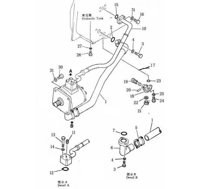 Схема запчастей Shantui SD22-220 - трубка система управления рабочим оборудованием