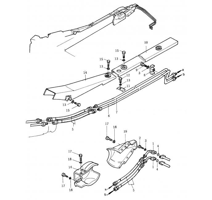 Схема запчастей Shantui SD32-320 - трубопровод наклона (внутри главного механизма) система управления рабочим оборудованием