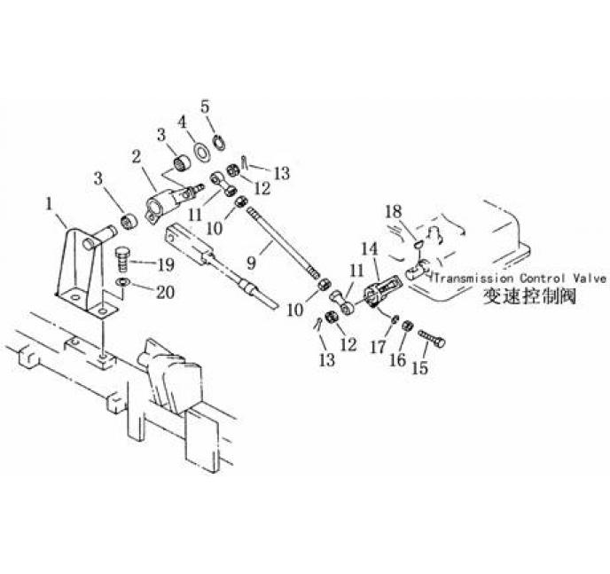 Схема запчастей Shantui SD22-220 - шатун регулирования скорости (3/3) гидротрансформатор, трансмиссия и трубопровод