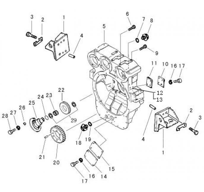Схема запчастей Shantui SD16-160 - маховик в сборке сопутствующие детали двигателя
