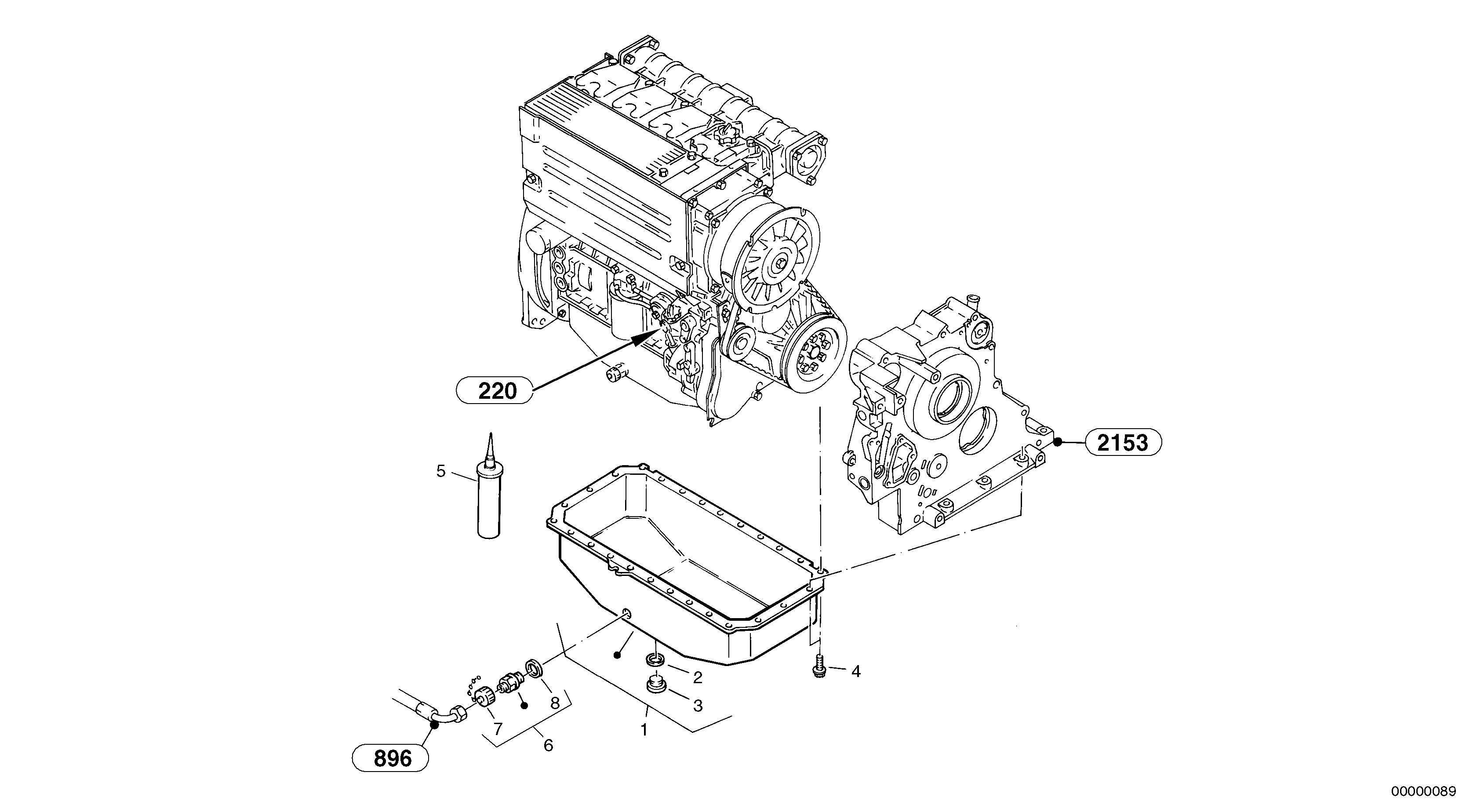 Схема запчастей Volvo L32 TYPE 184 SER NO - 2200 - 1066 Oil sump 