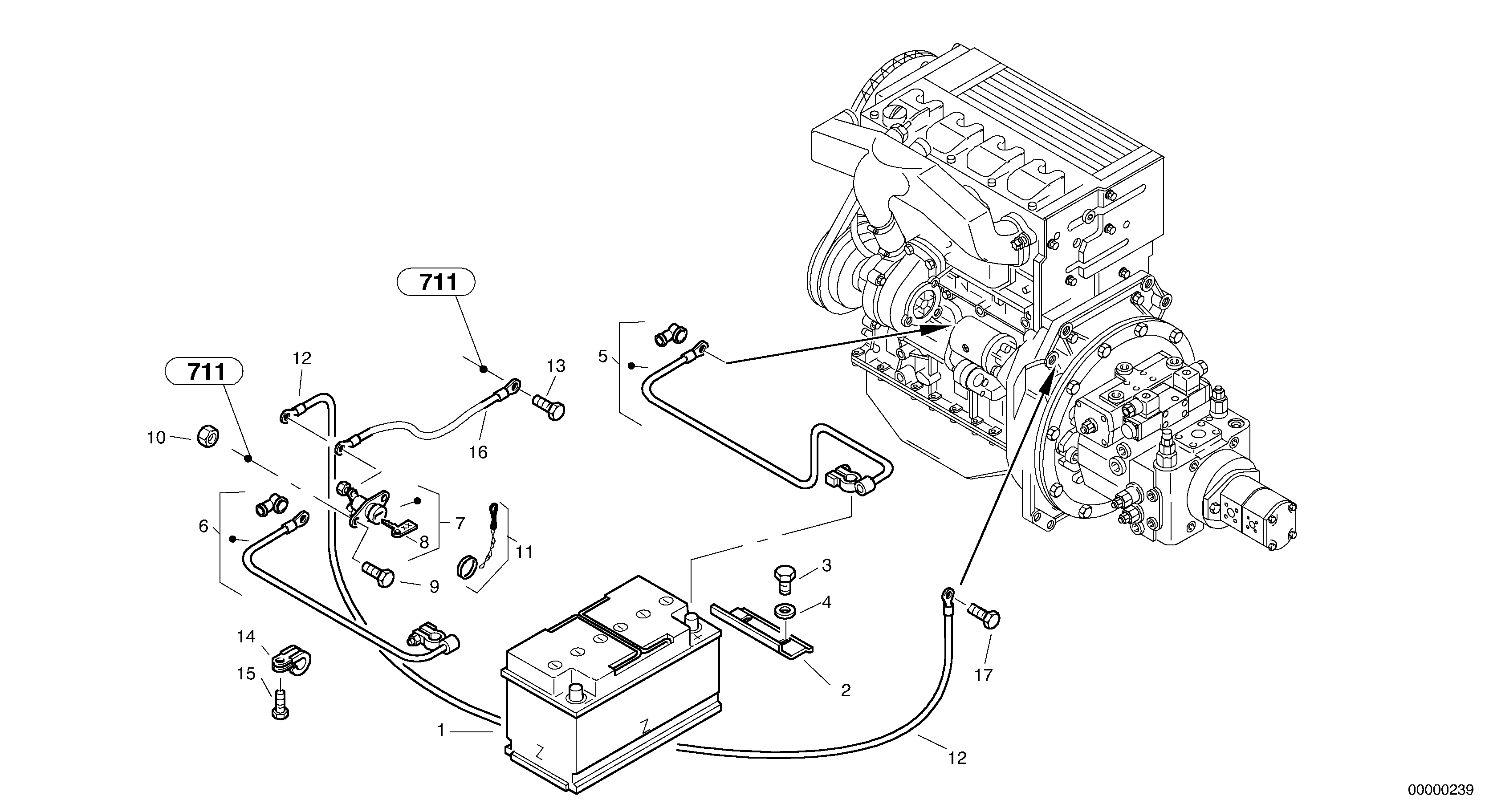 Схема запчастей Volvo L32 TYPE 184 SER NO - 2200 - 124 Battery - Relay-group 