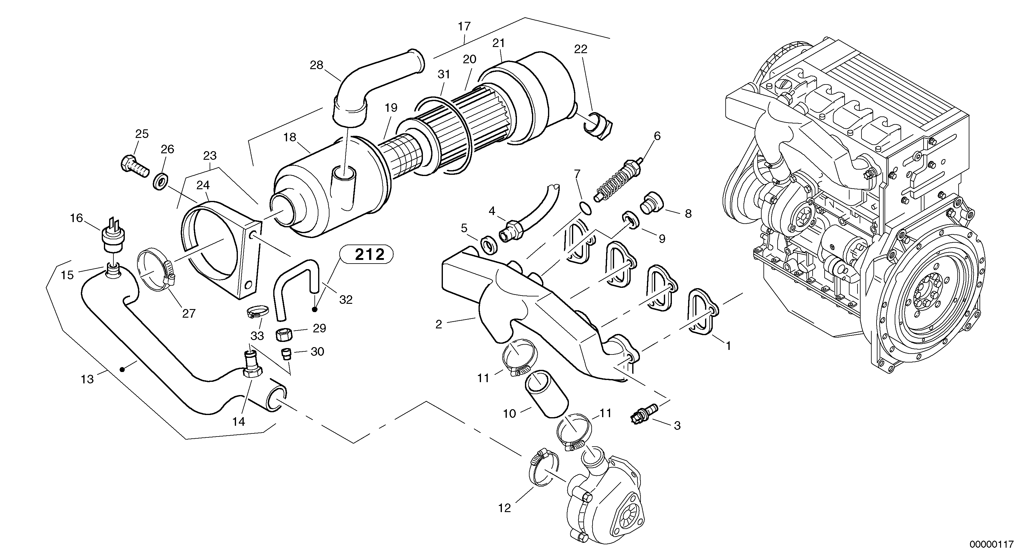 Схема запчастей Volvo L35 TYPE 186, 188, 189 SER NO - 2200 - 83654 Suction system, filter 
