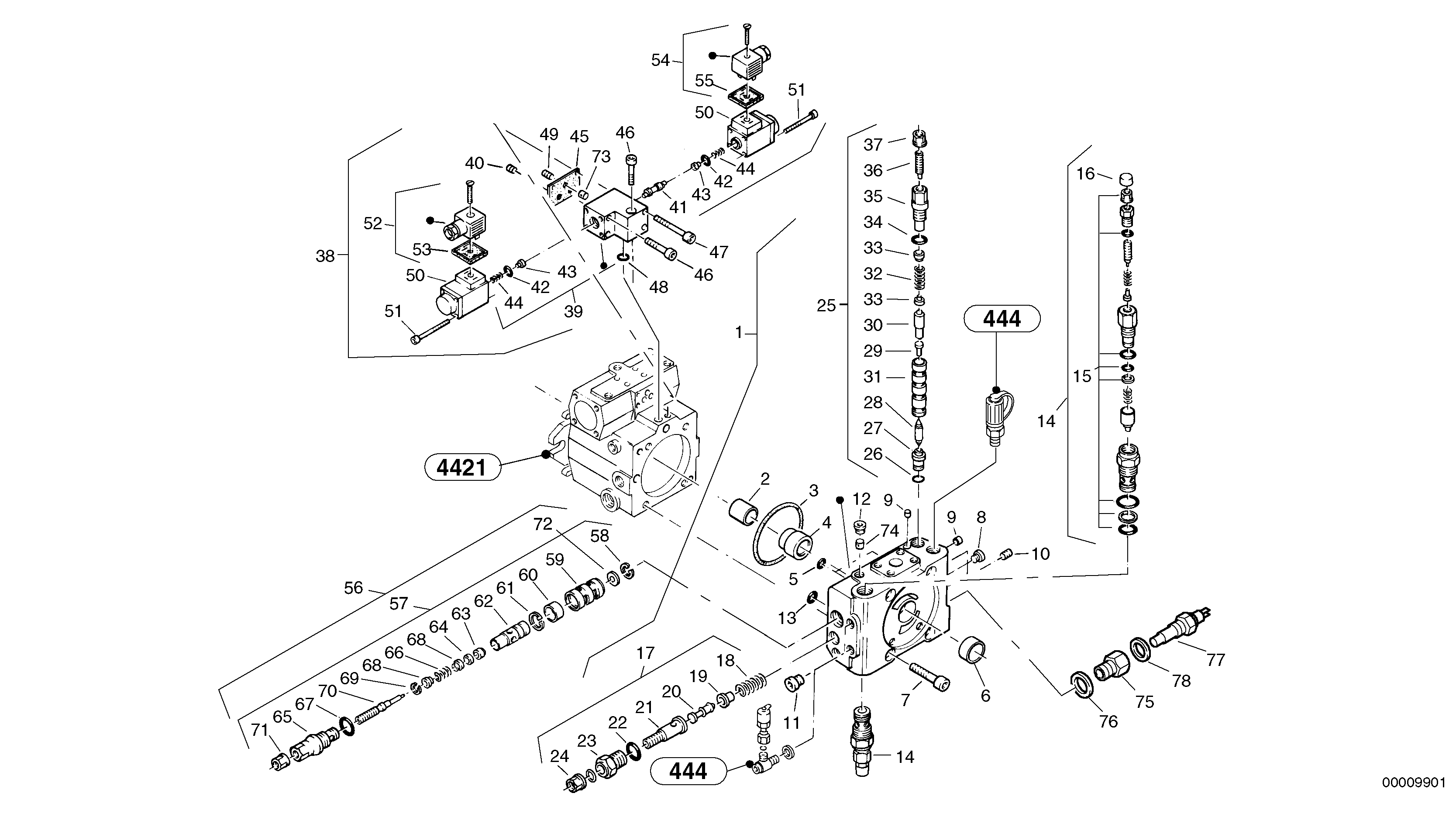 Схема запчастей Volvo L35 TYPE 186, 188, 189 SER NO - 2200 - 6997 Valves - Variable displacement pump 