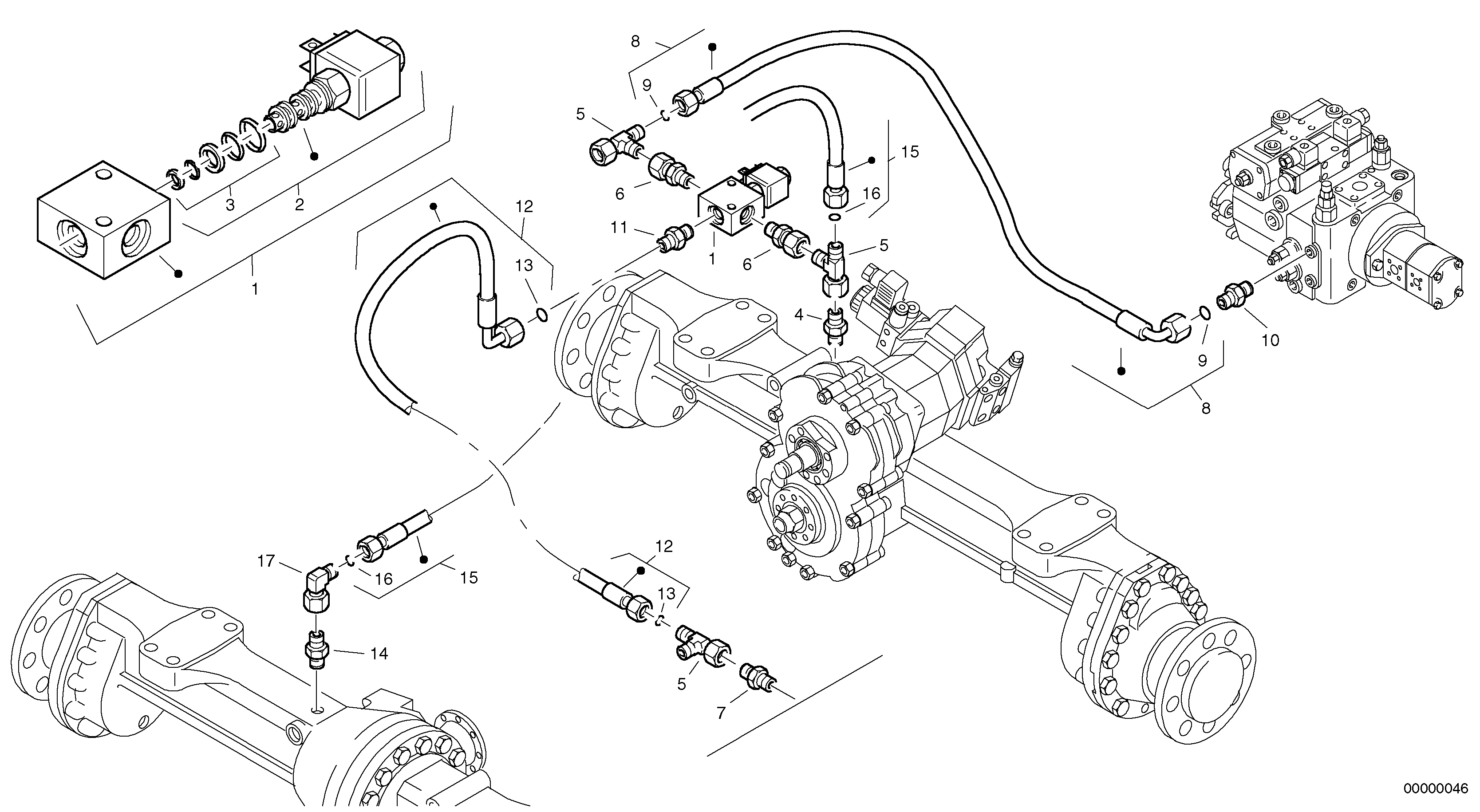 Схема запчастей Volvo L35 TYPE 186, 188, 189 SER NO - 2200 - 9296 Differential lock 