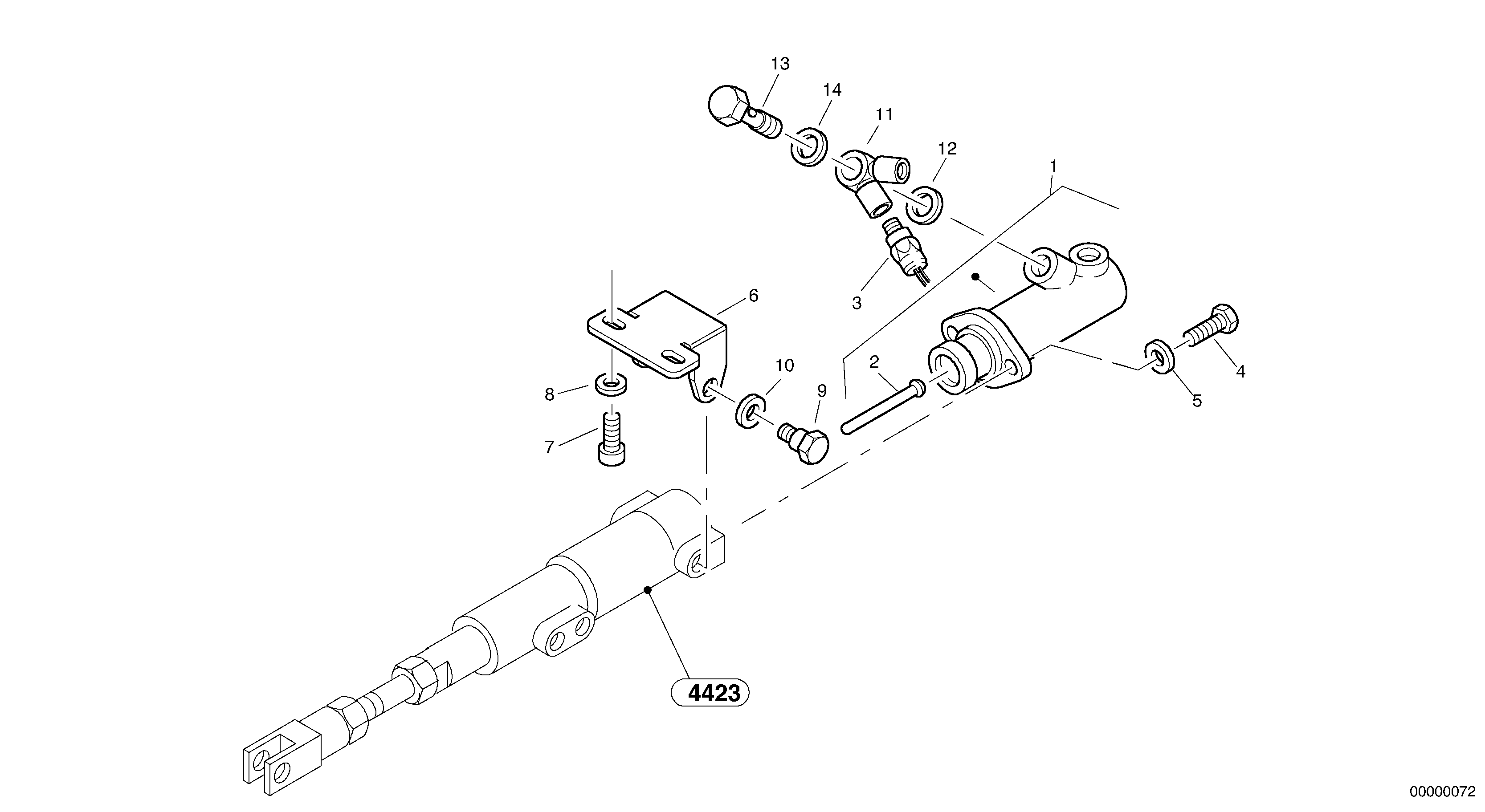 Схема запчастей Volvo L35 TYPE 186, 188, 189 SER NO - 2200 - 9301 Brake cylinder 