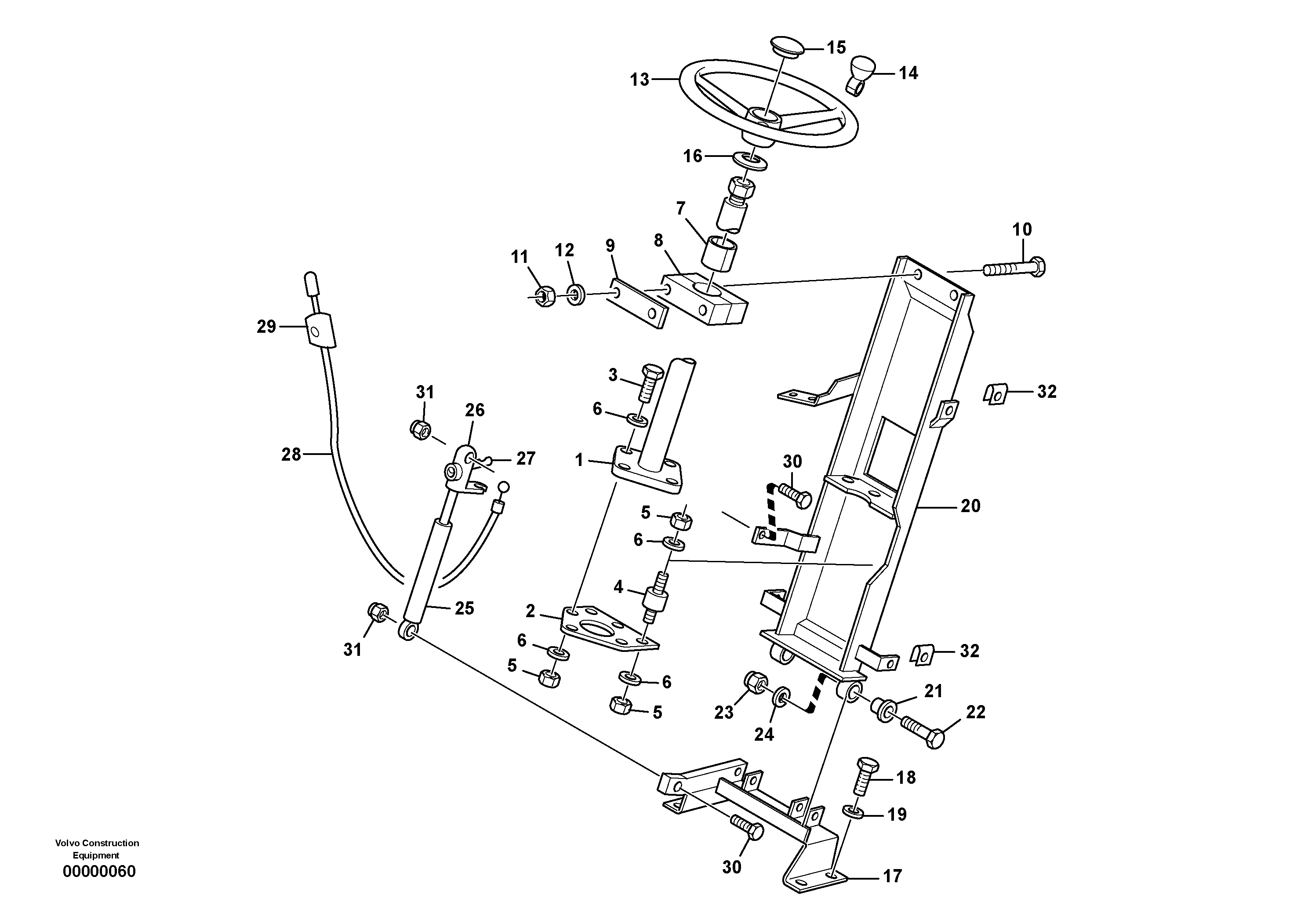 Схема запчастей Volvo L35 TYPE 186, 188, 189 SER NO - 2200 - 12873 Steering assembly 
