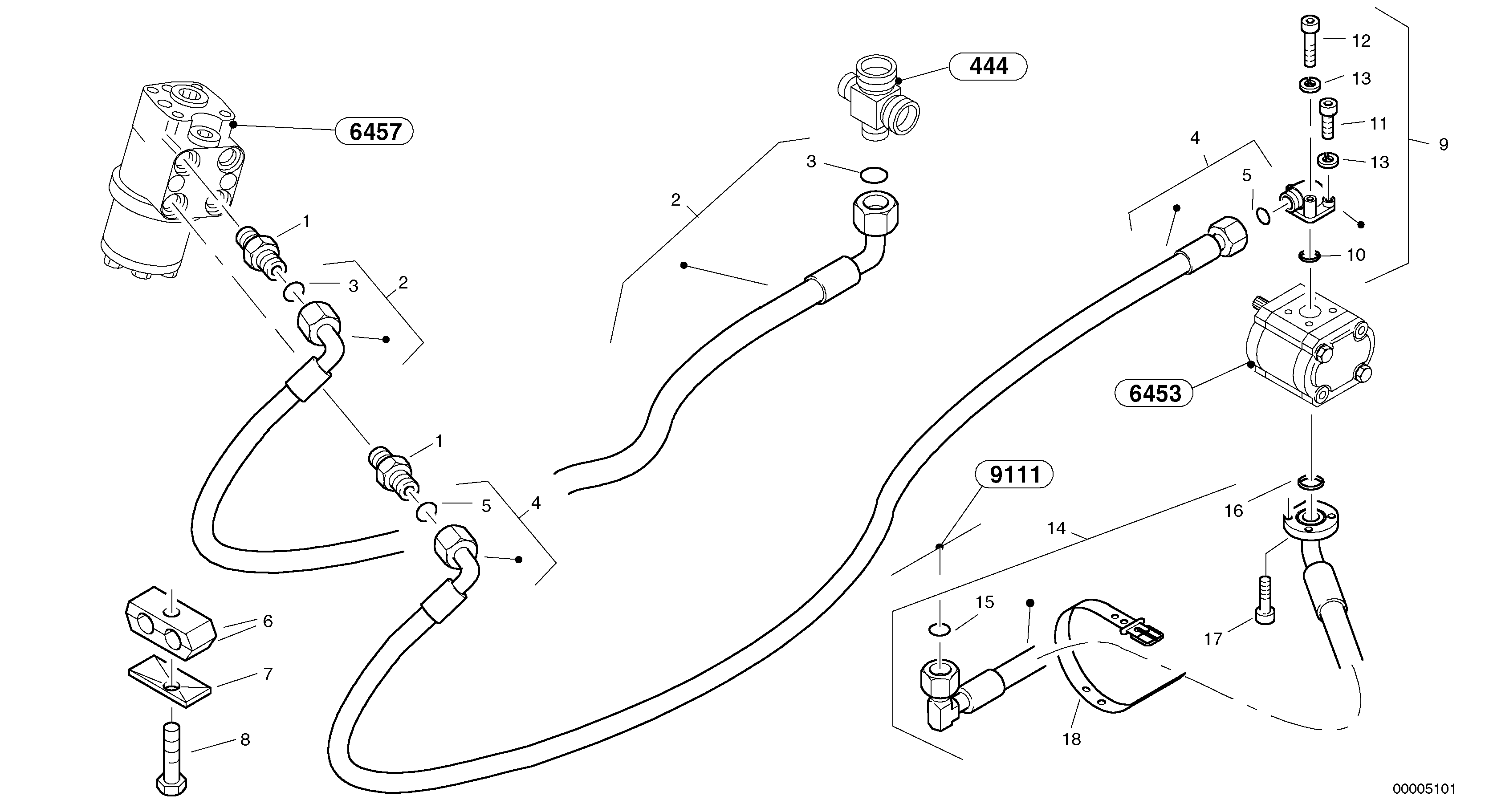 Схема запчастей Volvo L35 TYPE 186, 188, 189 SER NO - 2200 - 15605 Steering-hydraulic equipment - rear vehicle 