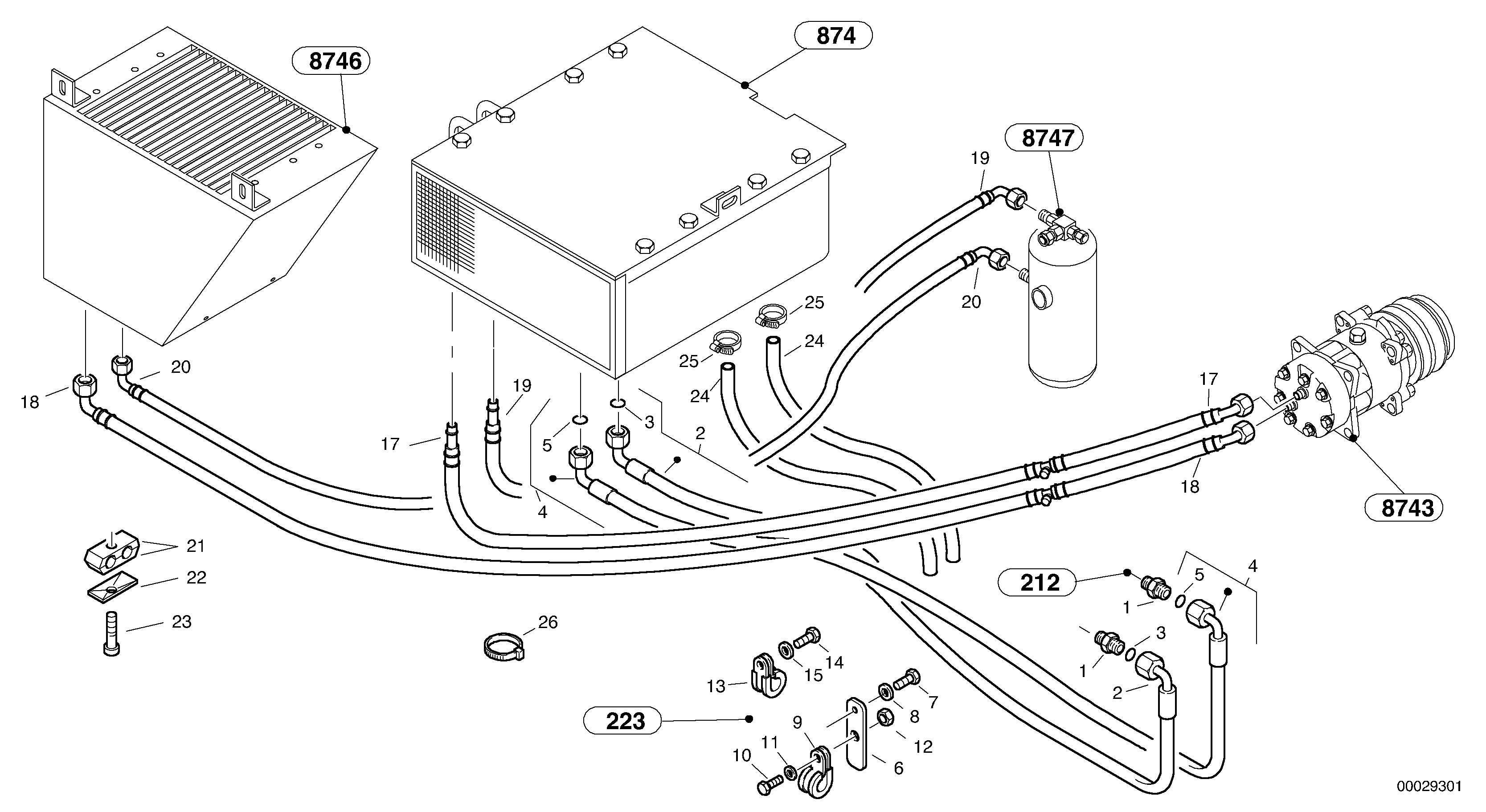 Схема запчастей Volvo L35 TYPE 186, 188, 189 SER NO - 2200 - 13757 Pipes - Air-conditioning system 