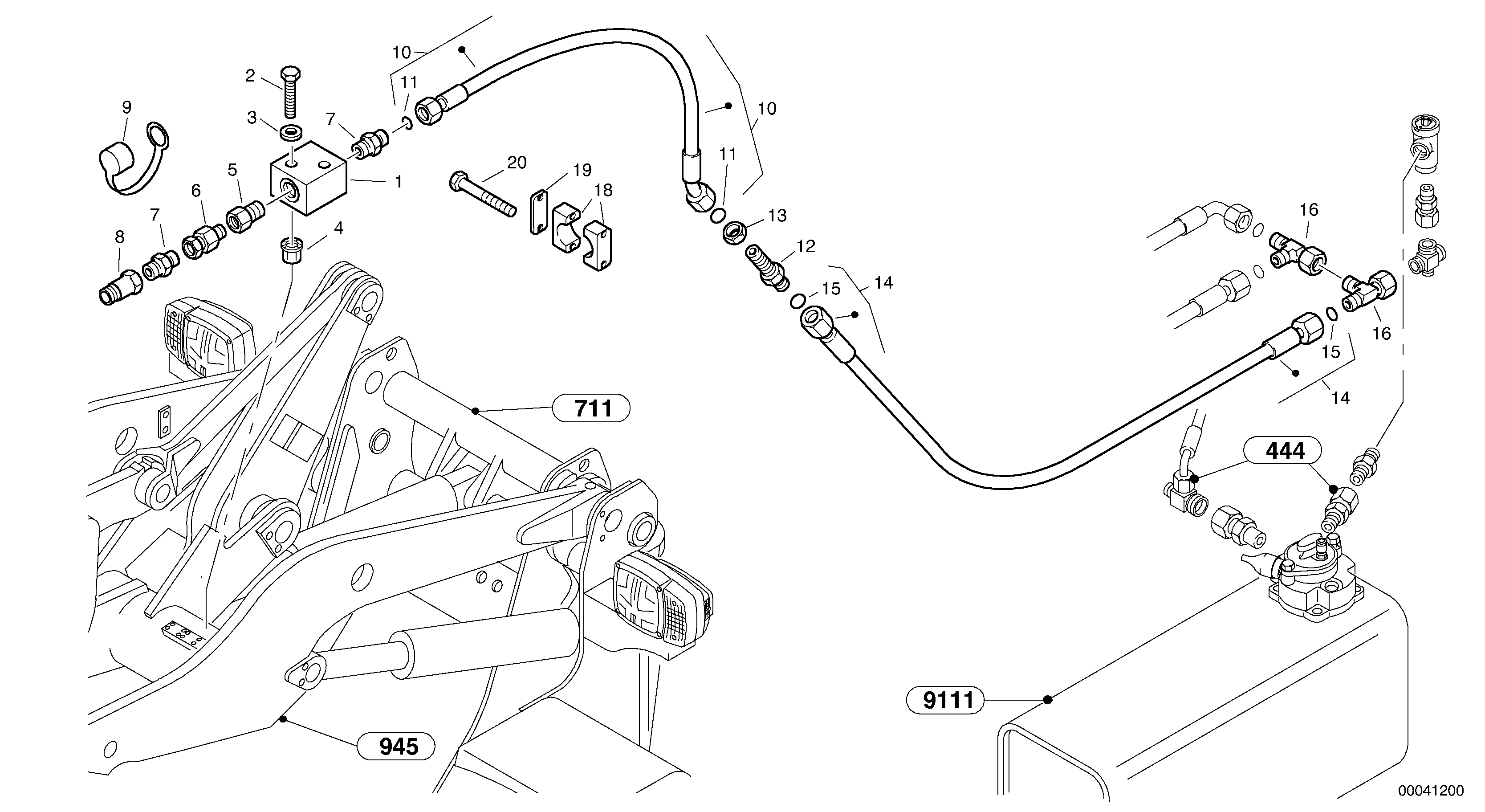 Схема запчастей Volvo L35 TYPE 186, 188, 189 SER NO - 2200 - 45973 Leakage line - Option 