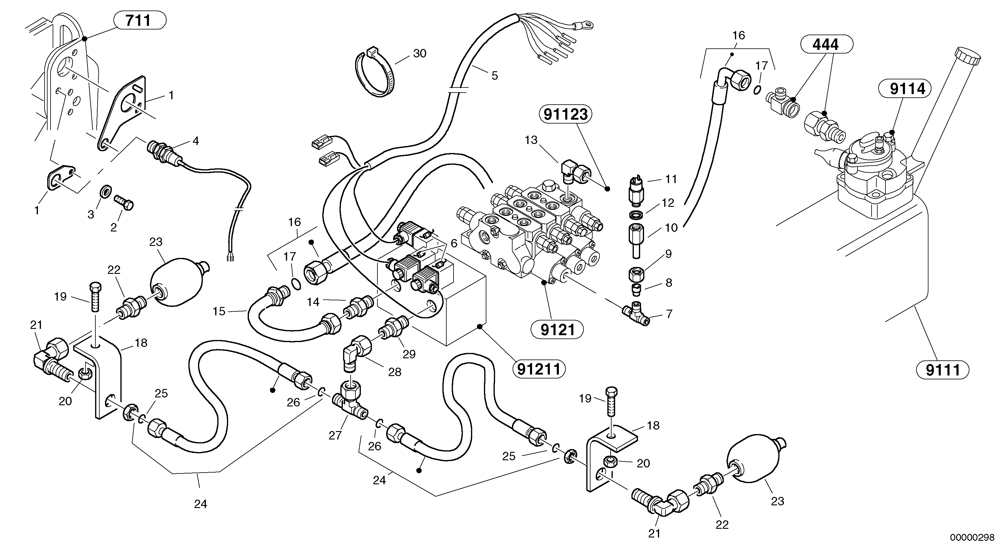 Схема запчастей Volvo L35 TYPE 186, 188, 189 SER NO - 2200 - 10990 Boom suspension system (BSS) 