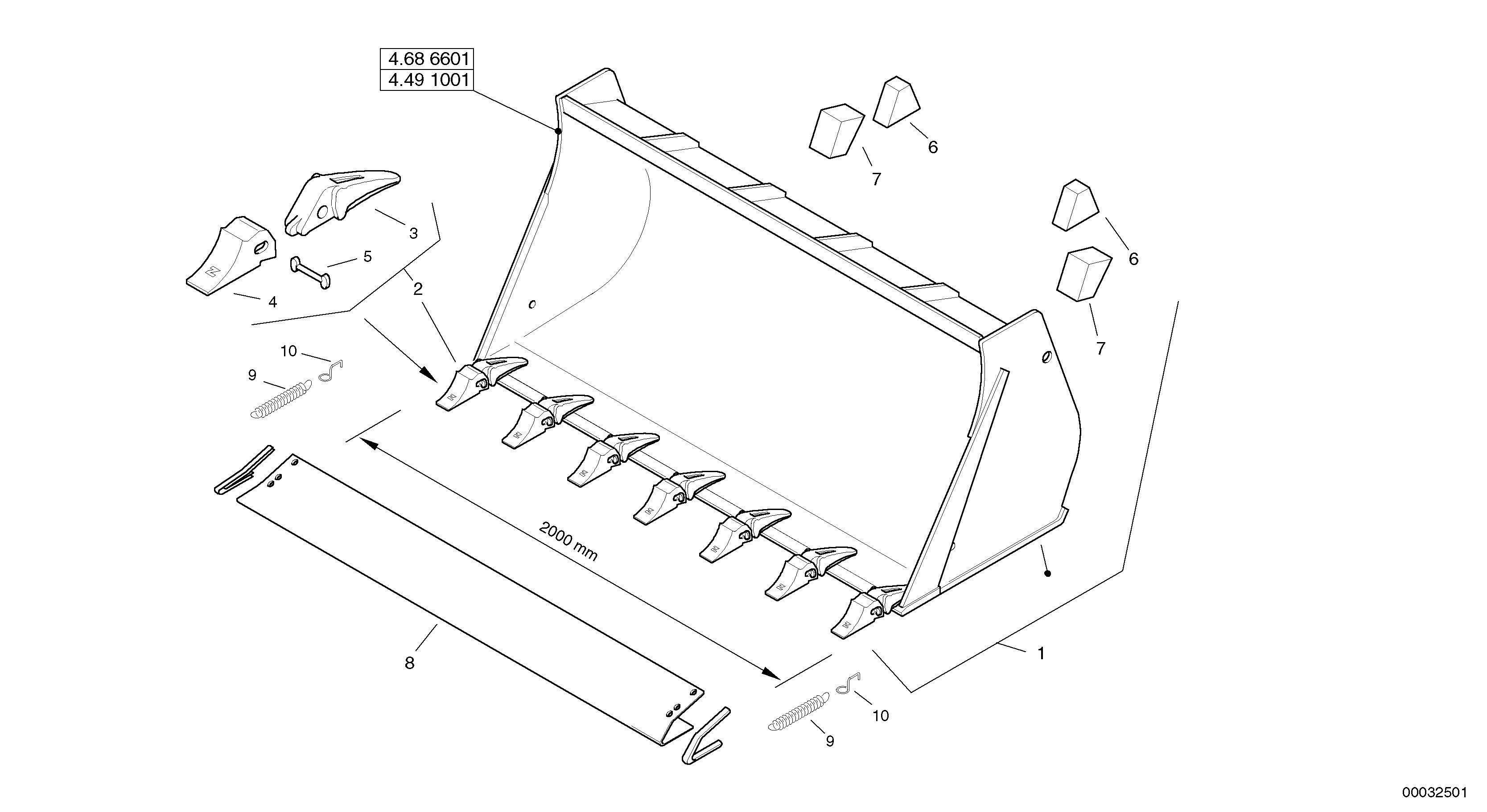 Схема запчастей Volvo L35 TYPE 186, 188, 189 SER NO - 2200 - 16921 Bucket with teeth - Tpz 