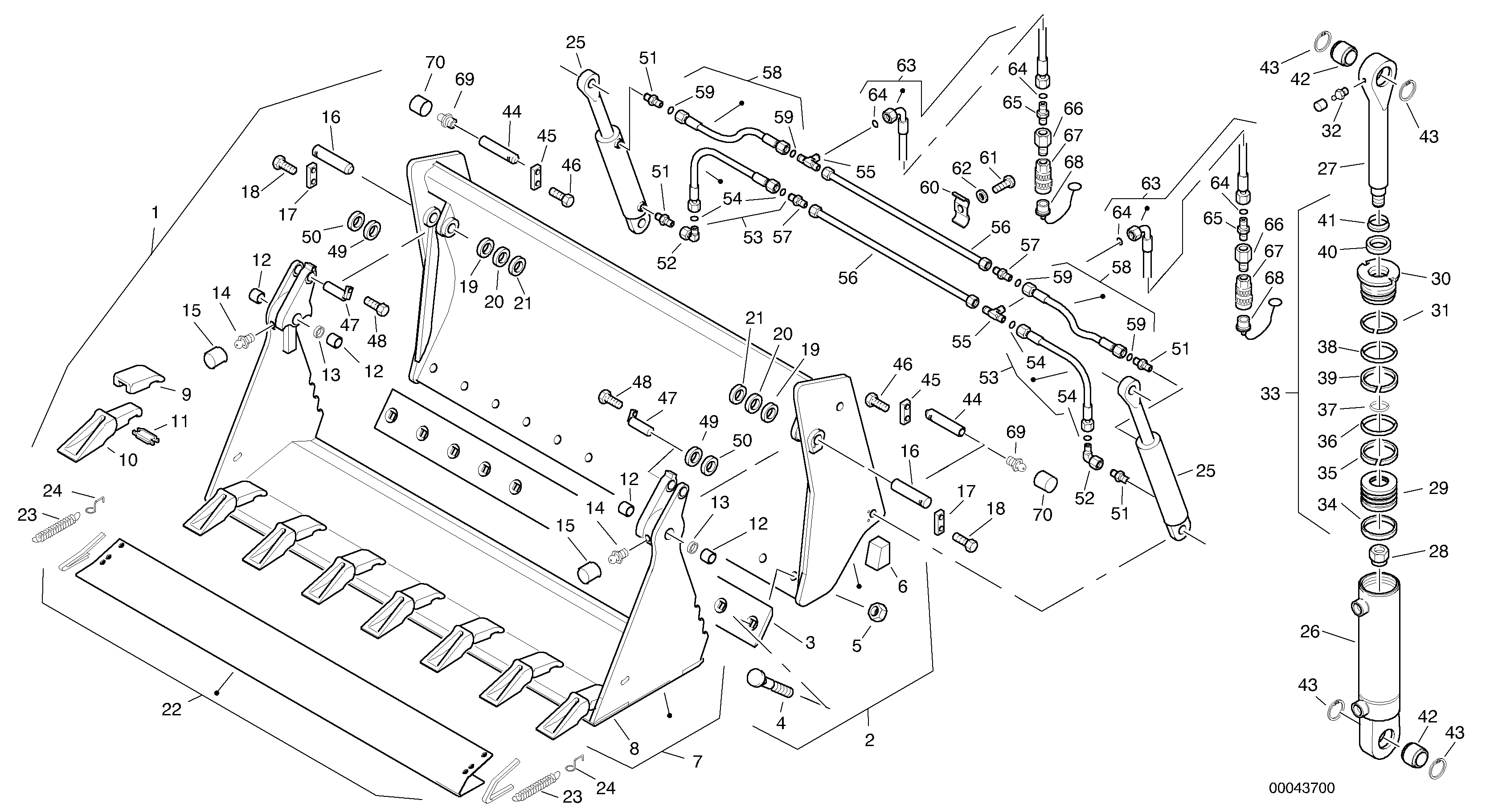 Схема запчастей Volvo L35 TYPE 186, 188, 189 SER NO - 2200 - 45975 Combined bucket - Tpv 