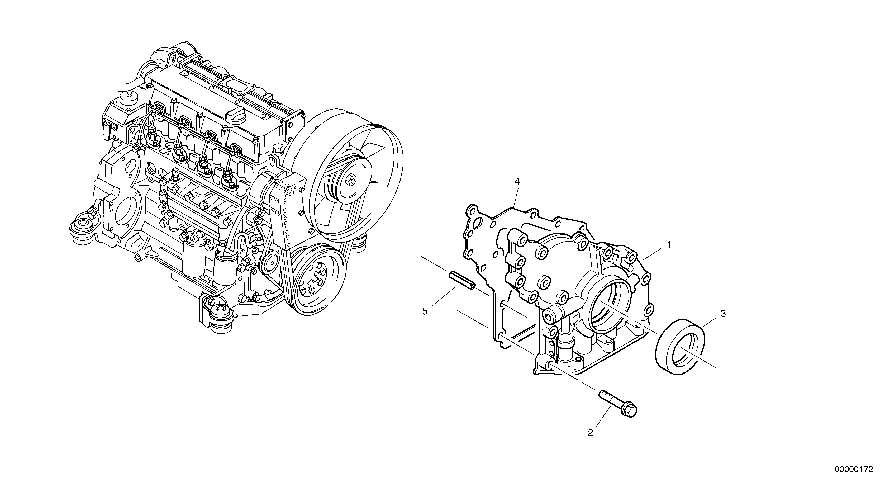Схема запчастей Volvo L40 TYPE 191, 192 SER NO - 1000 - 15531 Timing gear housing (front cover with oil pump) 