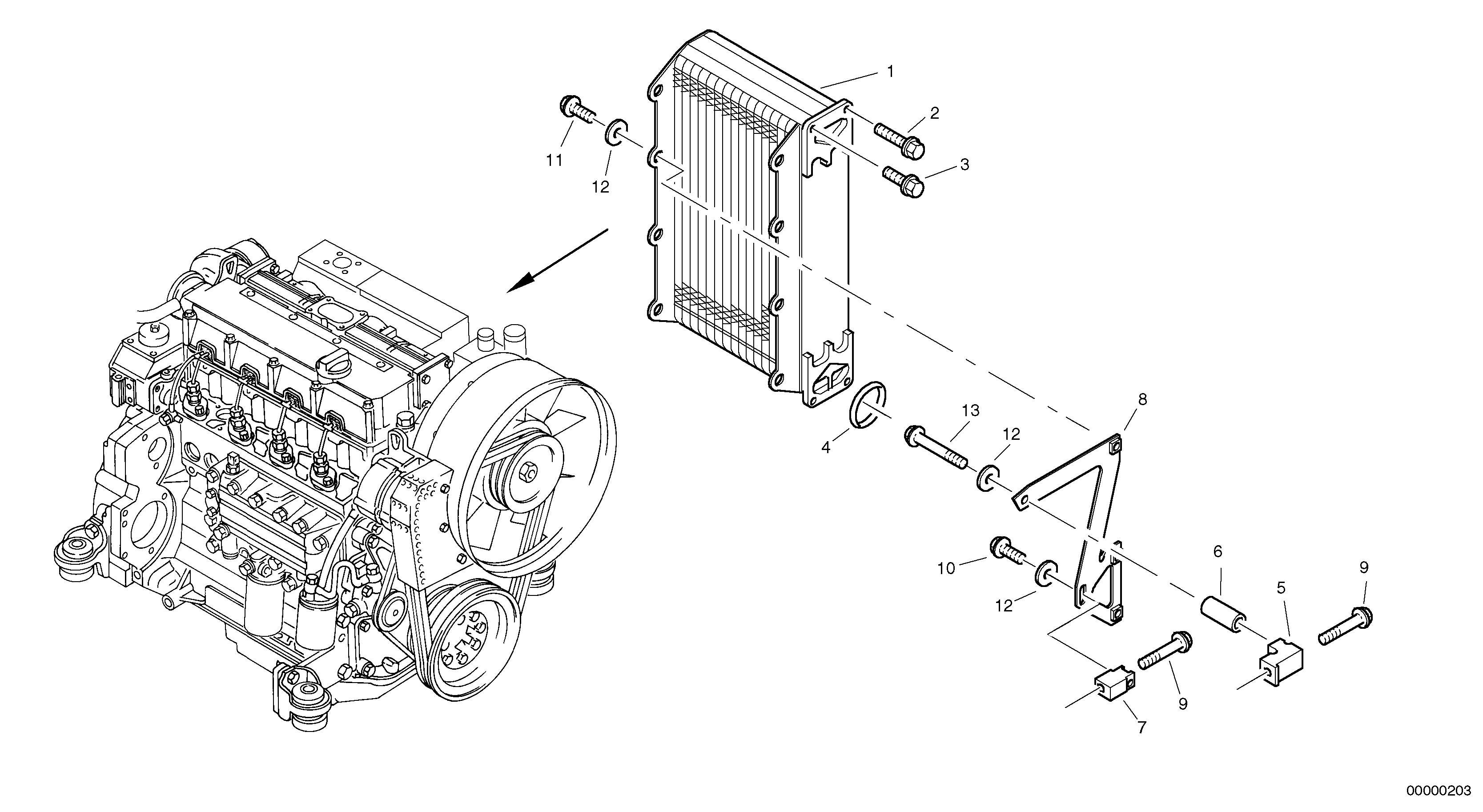 Схема запчастей Volvo L40 TYPE 191, 192 SER NO - 1000 - 19516 Cooler with attaching parts 