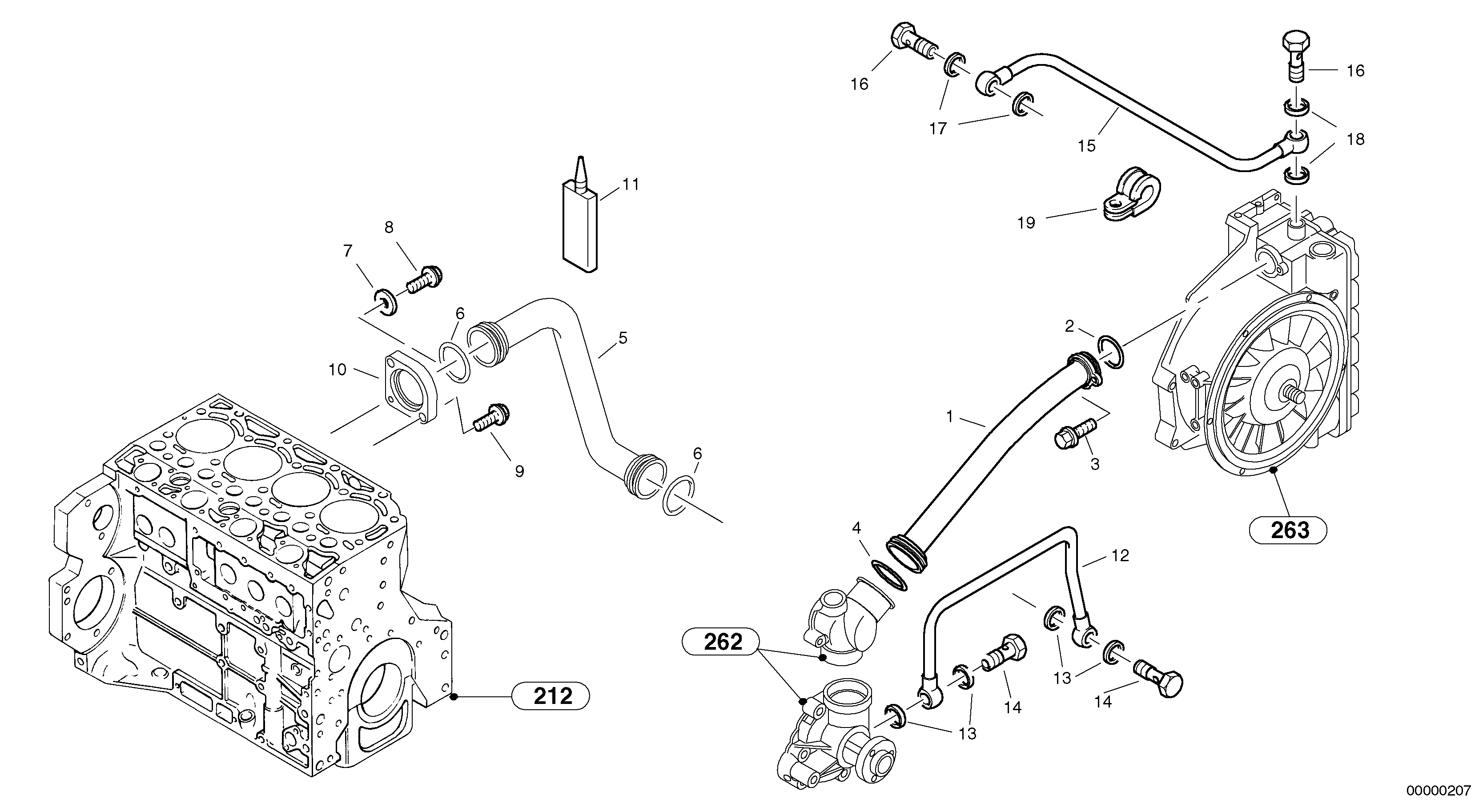 Схема запчастей Volvo L40 TYPE 191, 192 SER NO - 1000 - 18656 Cooling pipes 