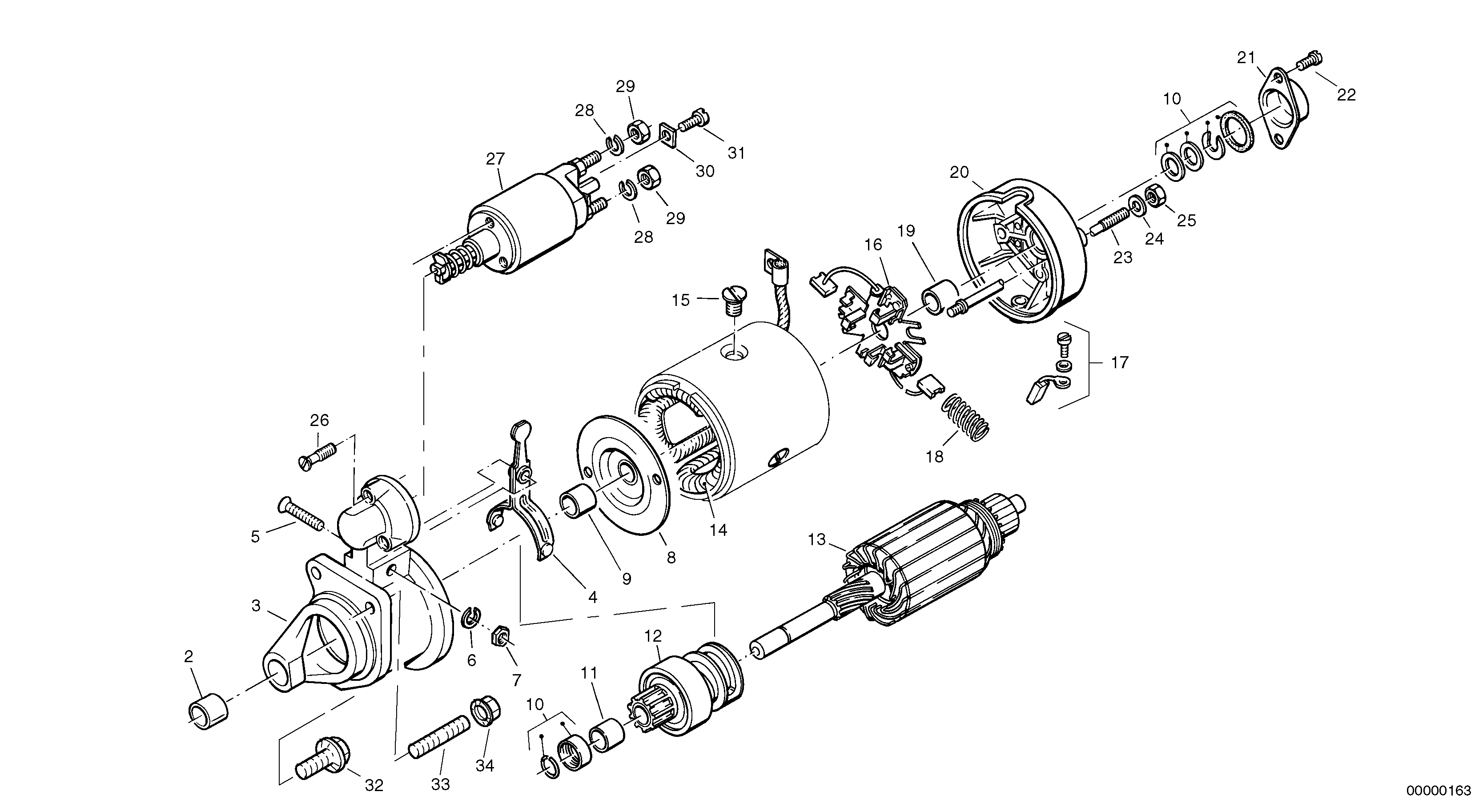 Схема запчастей Volvo L40 TYPE 191, 192 SER NO - 1000 - 19554 Стартер 
