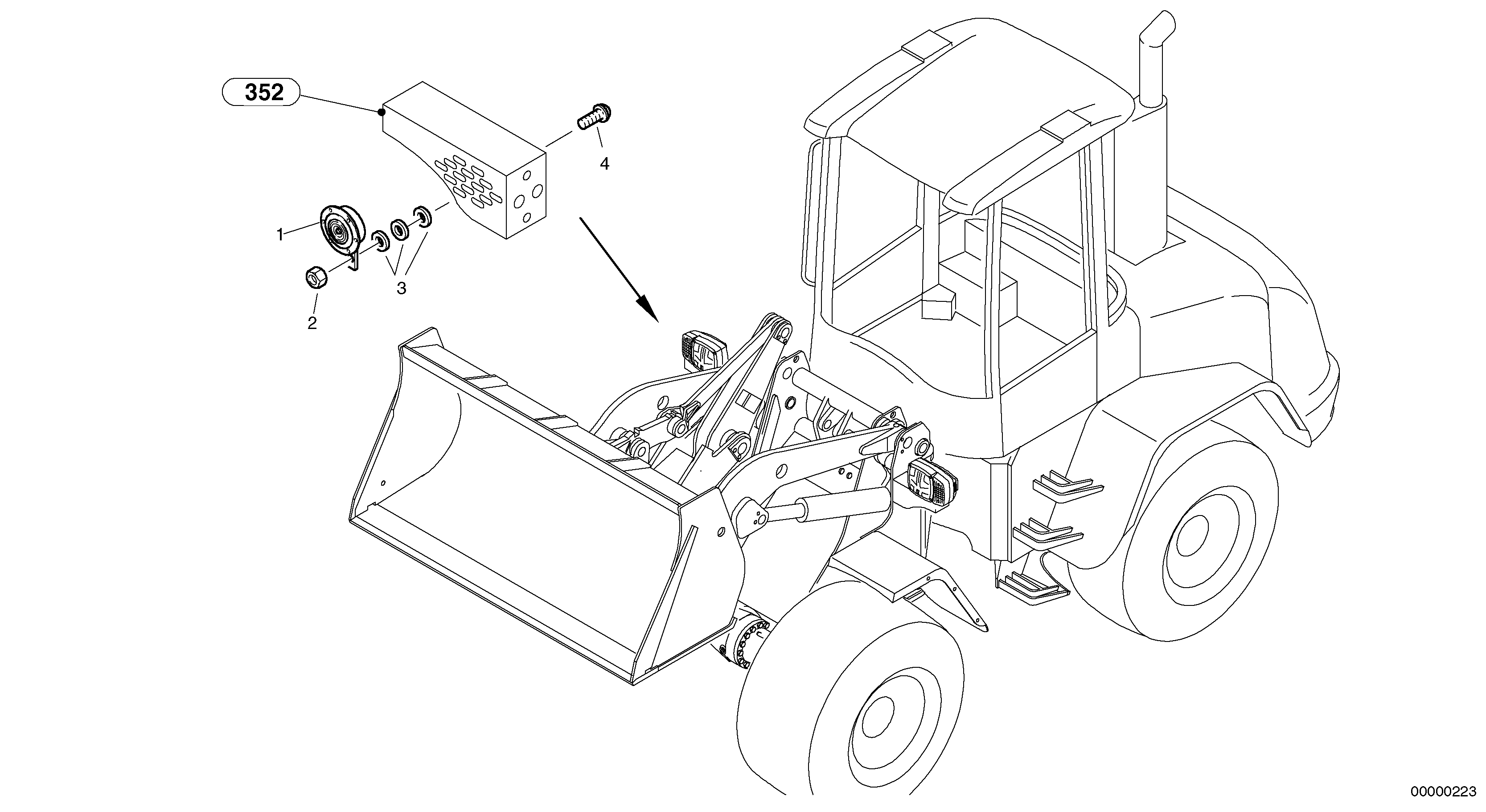 Схема запчастей Volvo L40 TYPE 191, 192 SER NO - 1000 - 19604 Signal horn 