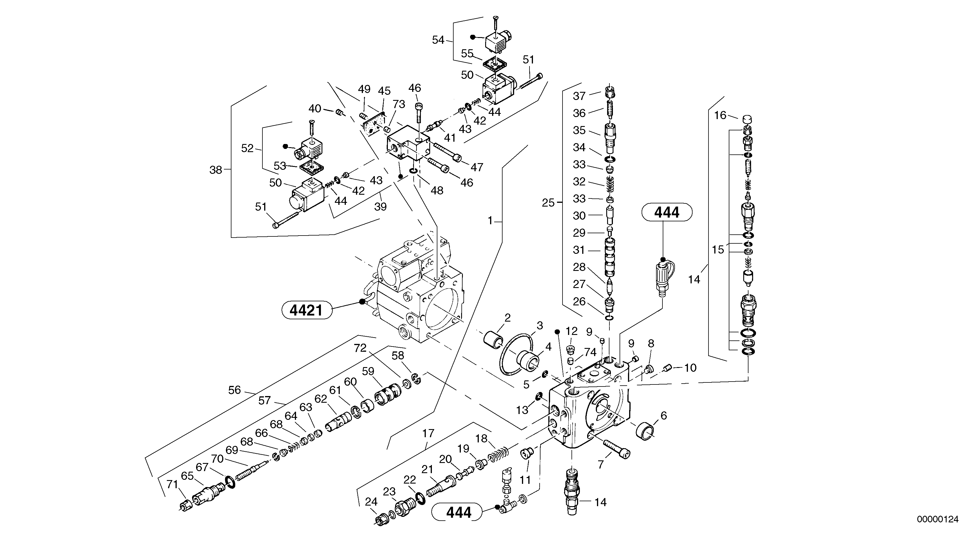 Схема запчастей Volvo L40 TYPE 191, 192 SER NO - 1000 - 19817 Valves - Variable displacement pump 