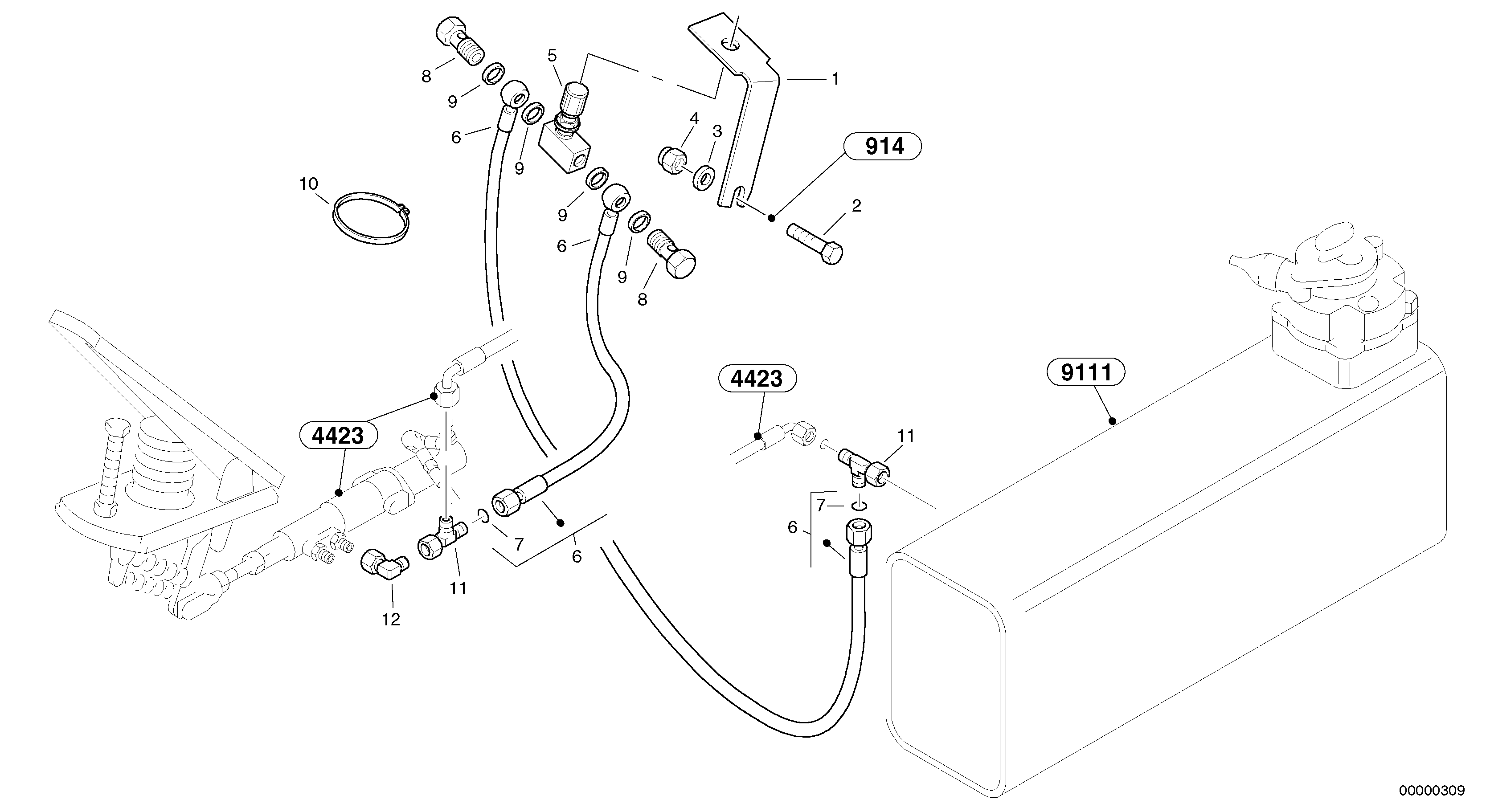 Схема запчастей Volvo L40 TYPE 191, 192 SER NO - 1000 - 75982 Hand inch control 