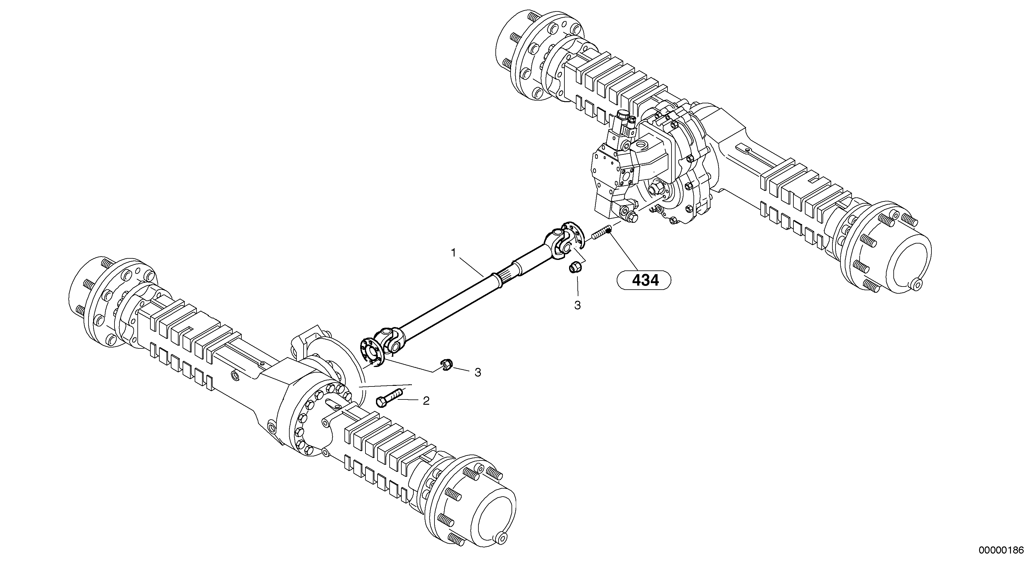 Схема запчастей Volvo L40 TYPE 191, 192 SER NO - 1000 - 17315 Карданный вал 