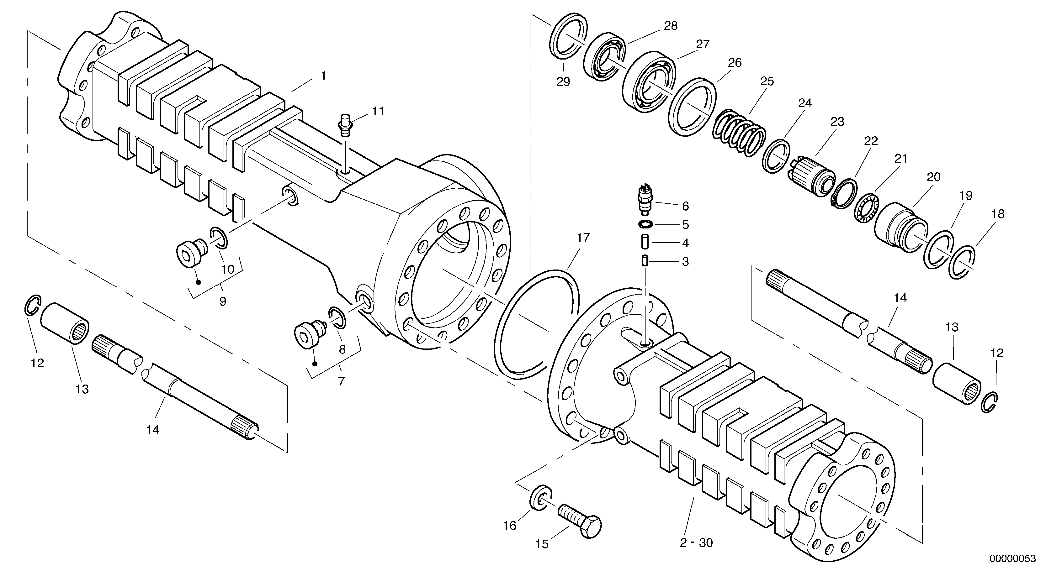 Схема запчастей Volvo L40 TYPE 191, 192 SER NO - 1000 - 24977 Housing - front axle 
