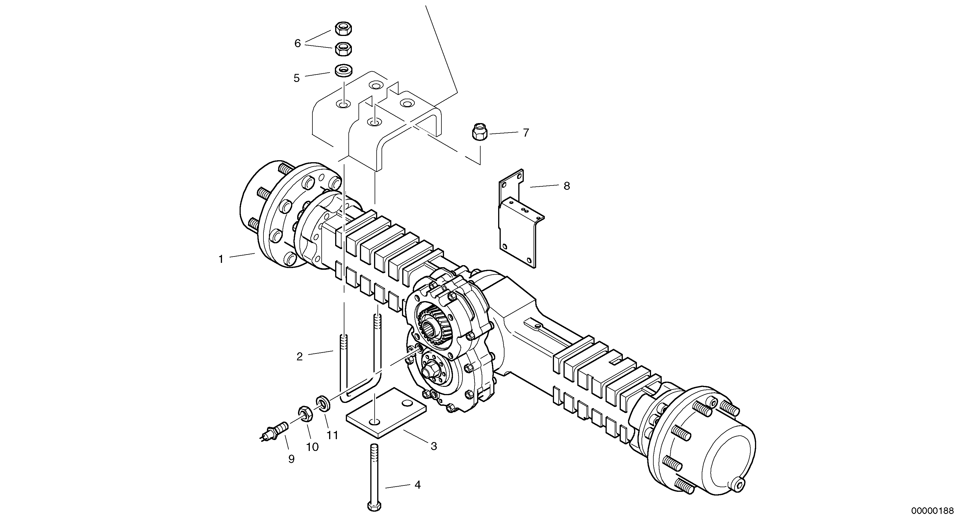 Схема запчастей Volvo L40 TYPE 191, 192 SER NO - 1000 - 17587 Assembly - rear axle 