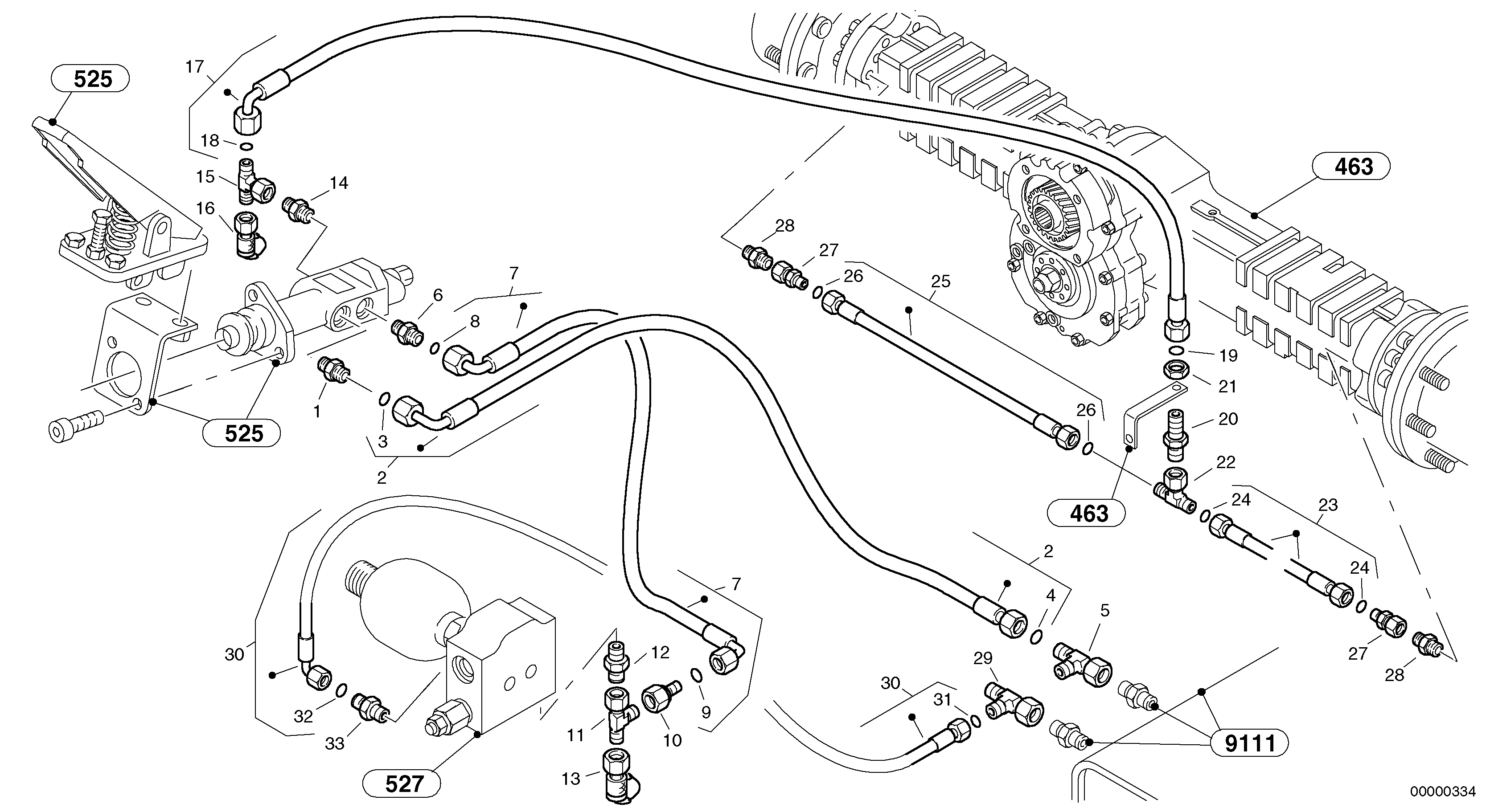 Схема запчастей Volvo L40 TYPE 191, 192 SER NO - 1000 - 25000 Lines - Pump storage-brake 